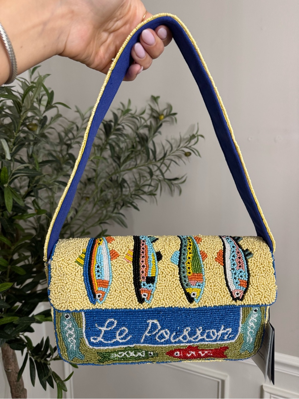 America & Beyond La Poisson Beaded Shoulder Bag